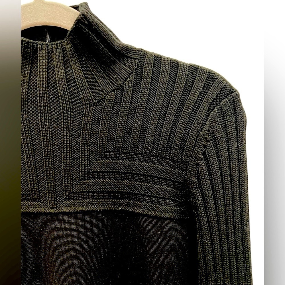 Akris Punto Wool Rib Knit Mock Neck Midi Dress Black Size 8 - Picture 5 of 12